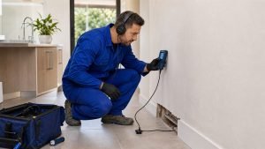 H2O Plumbers using leak detection equipment to check for hidden water leaks in the Garden Route
