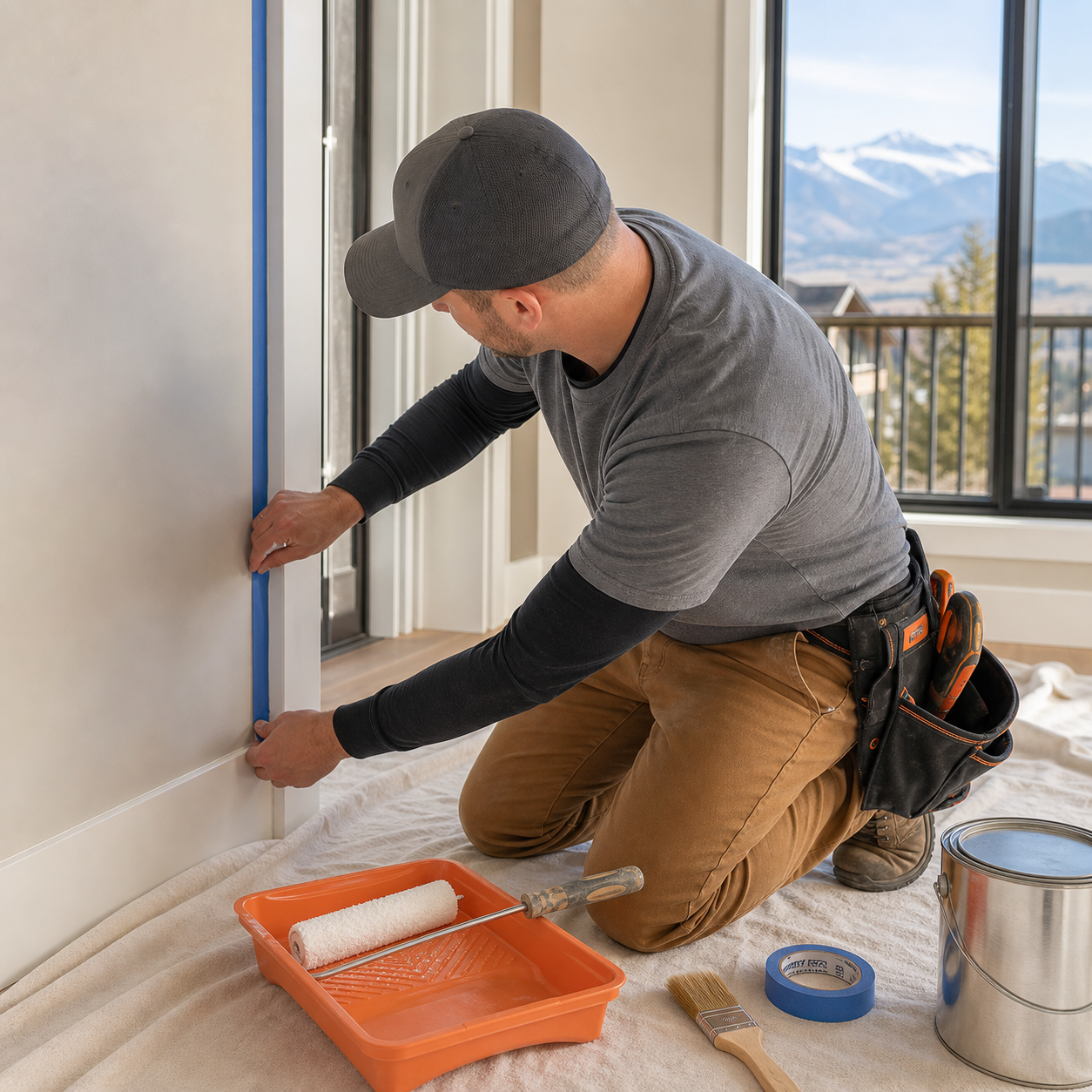 Interior painting preparation by a handyman in Bozeman